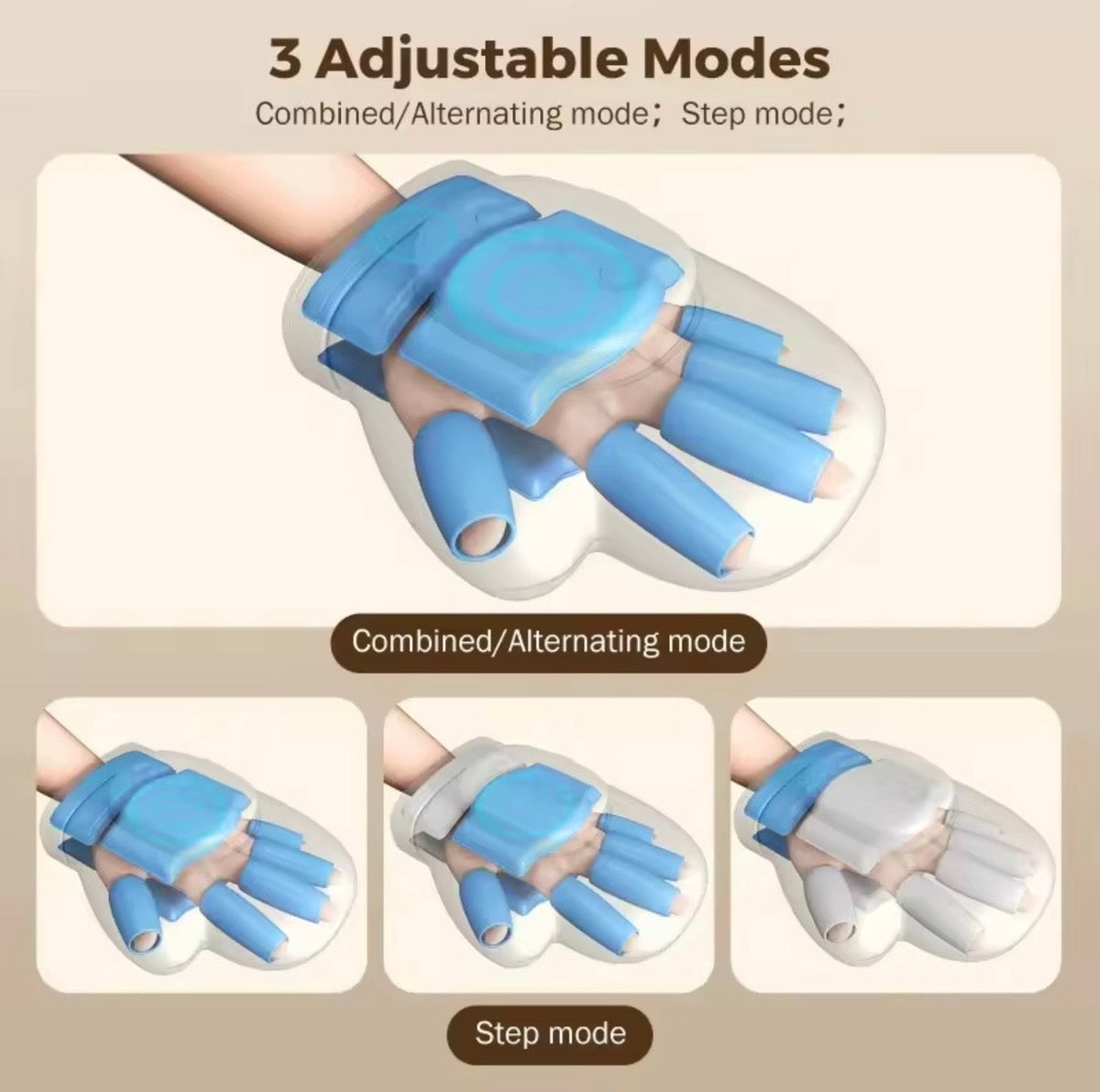 Air Compression Hand Massager with Heat, 3 Modes, 5 Intensity Levels and 2000mAh Rechargeable Battery