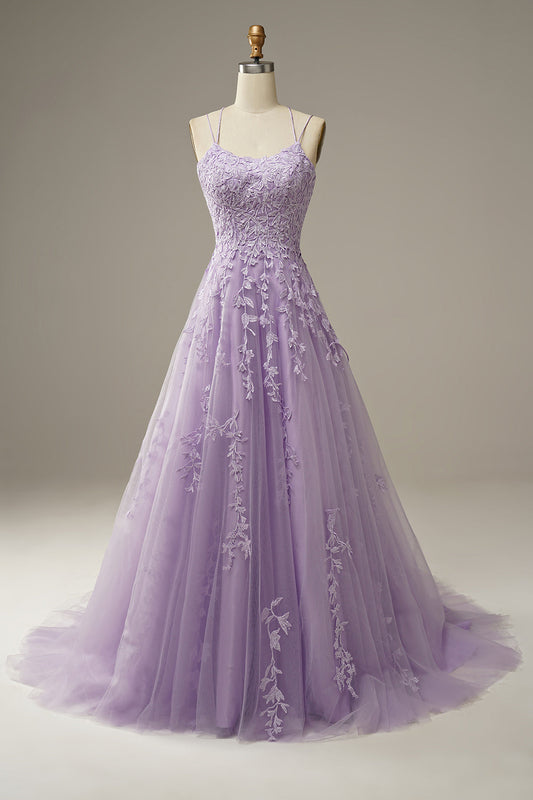 Appliqué Prom Gown