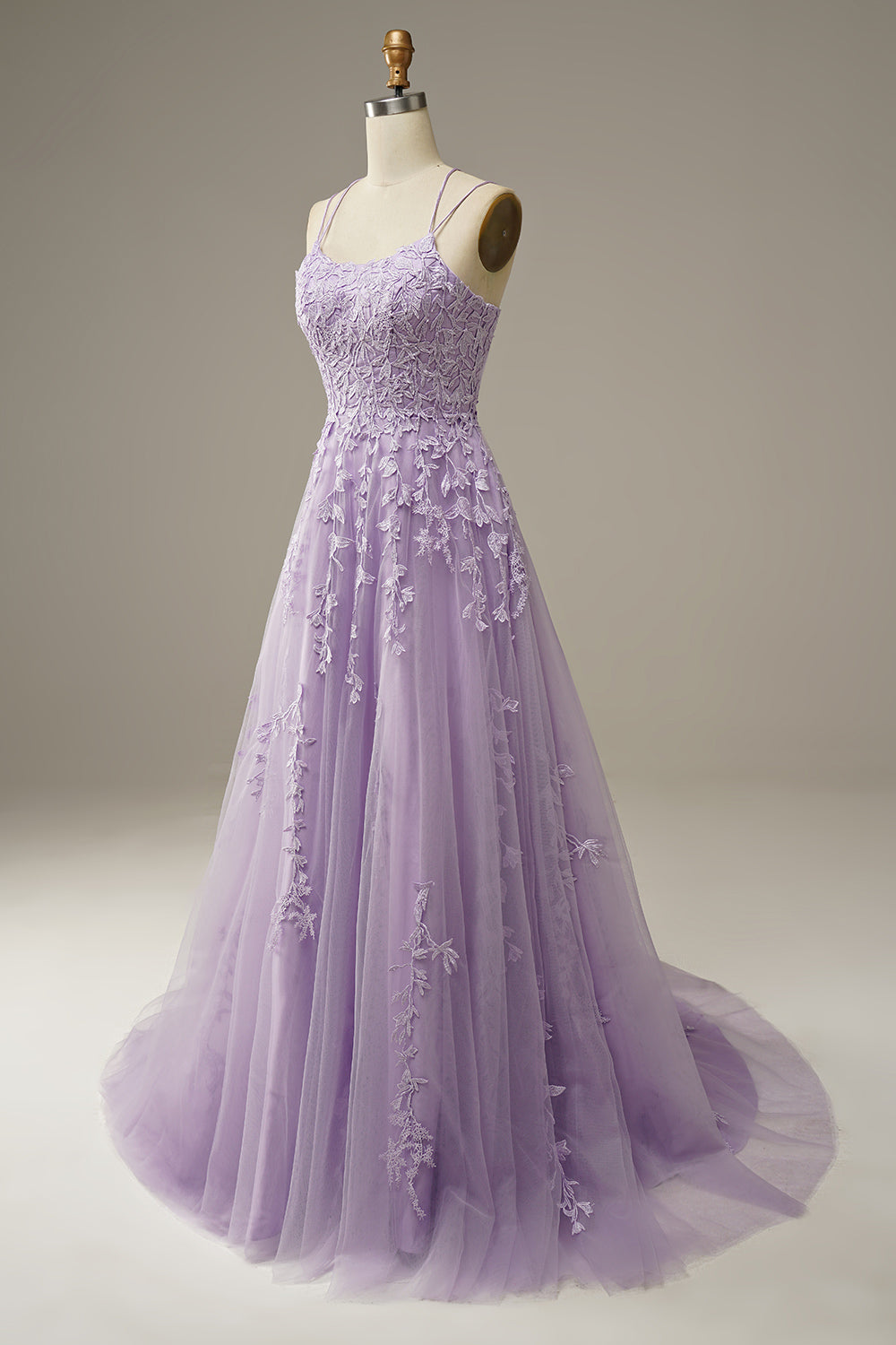 Appliqué Prom Gown