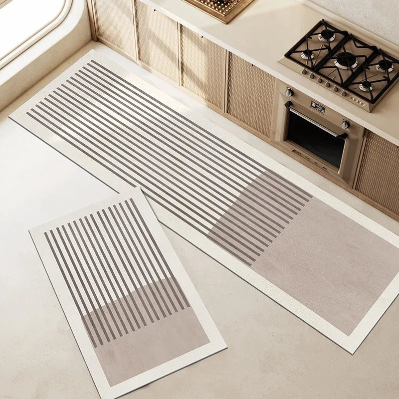 AquaStone Kitchen & Bath Mat - Diatomite & Velvet Look - Super Absorbent & Non-Slip - Washable & Durable