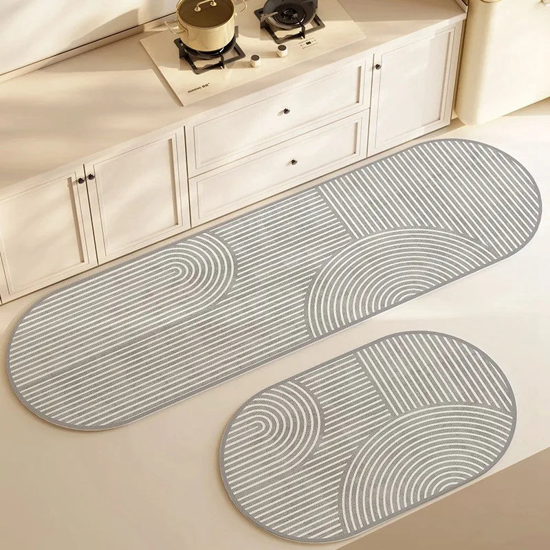 AquaStone Kitchen & Bath Mat - Diatomite & Velvet Look - Super Absorbent & Non-Slip - Washable & Durable