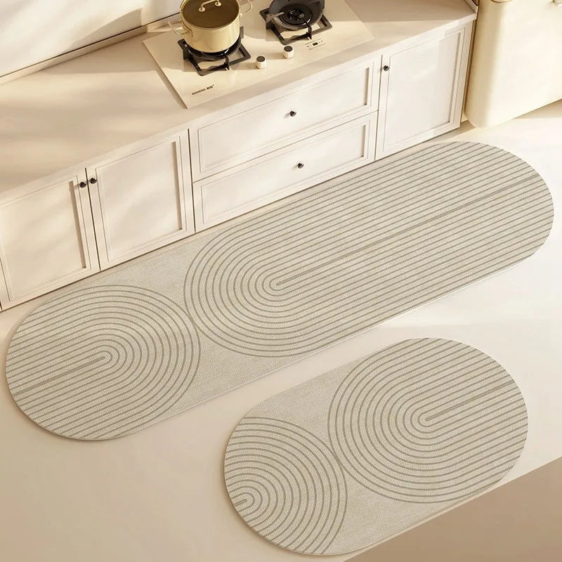 AquaStone Kitchen & Bath Mat - Diatomite & Velvet Look - Super Absorbent & Non-Slip - Washable & Durable