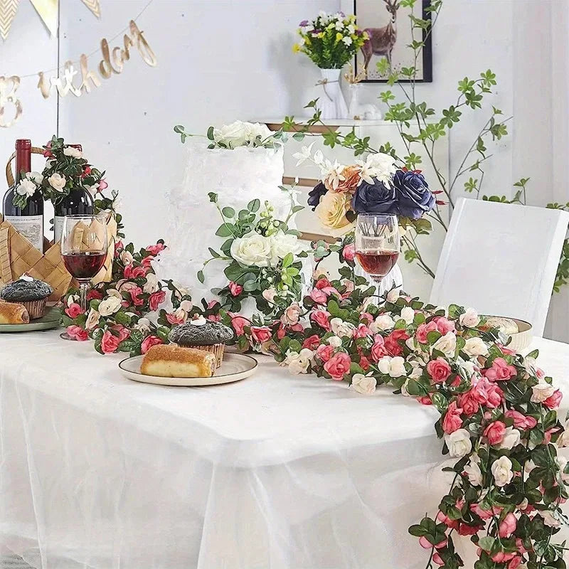 Artificial Silk Rose Garland for Weddings and Celebrations – 6 Colors