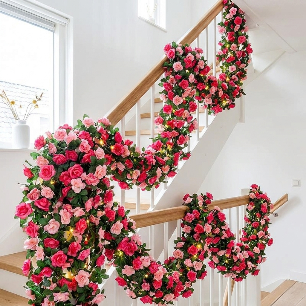 Artificial Silk Rose Garland for Weddings and Celebrations – 6 Colors
