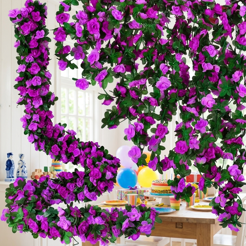 Artificial Silk Rose Garland for Weddings and Celebrations – 6 Colors