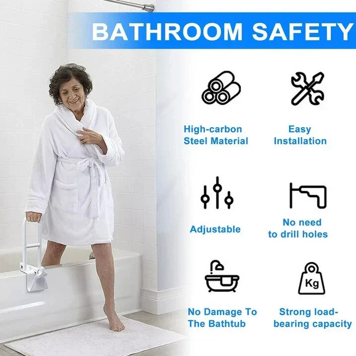 Bathtub Safety Grab Bar for Seniors & Mobility Support – No-Drill Secure Bathroom Handle