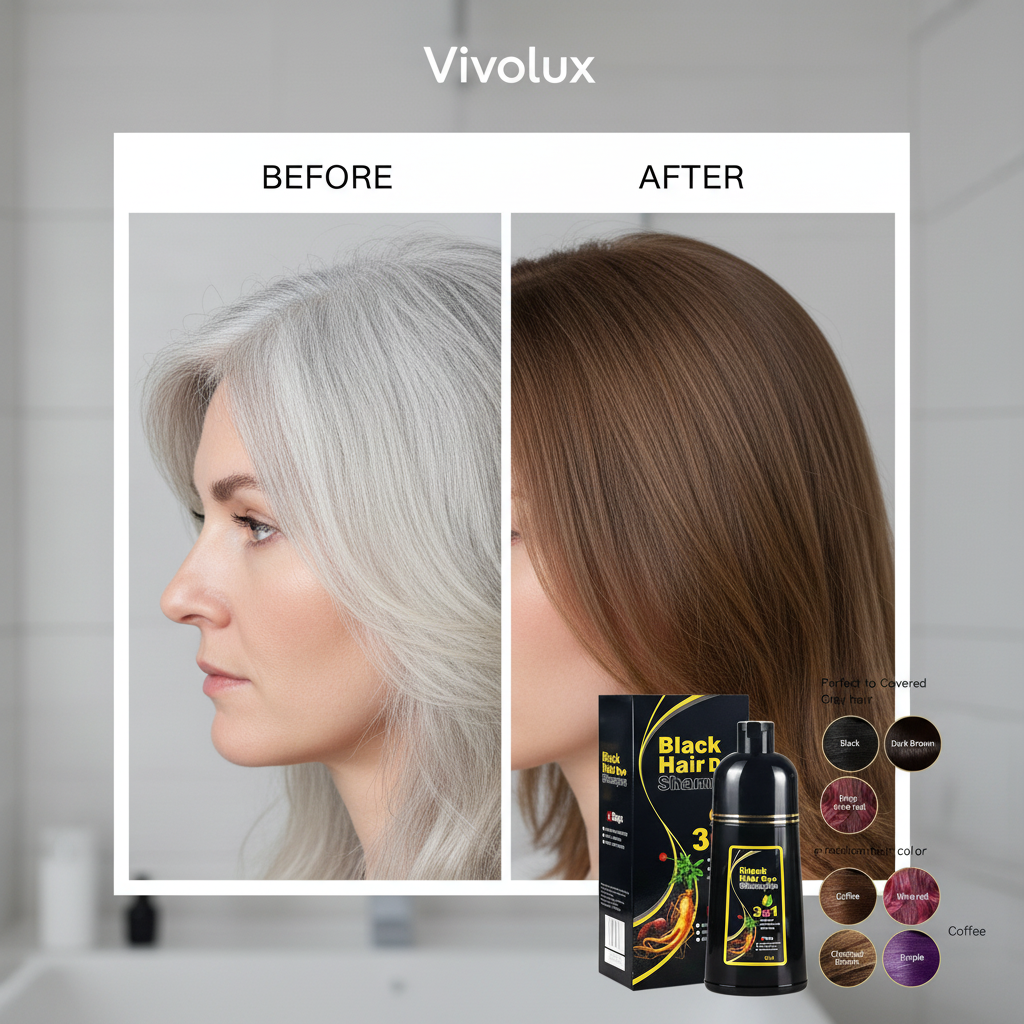 Black Hair Dye Shampoo | 3-in-1 Ayurvedic Formula: Color, Nourish & Cleanse | Natural Gray Hair Coverage in 5 Minutes | Ammonia-Free & Gentle