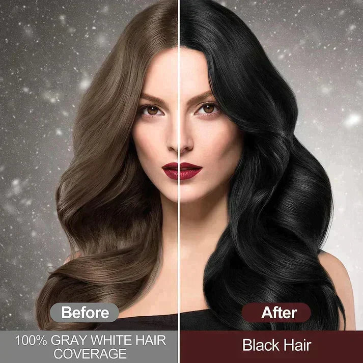 Black Hair Dye Shampoo | 3-in-1 Ayurvedic Formula: Color, Nourish & Cleanse | Natural Gray Hair Coverage in 5 Minutes | Ammonia-Free & Gentle