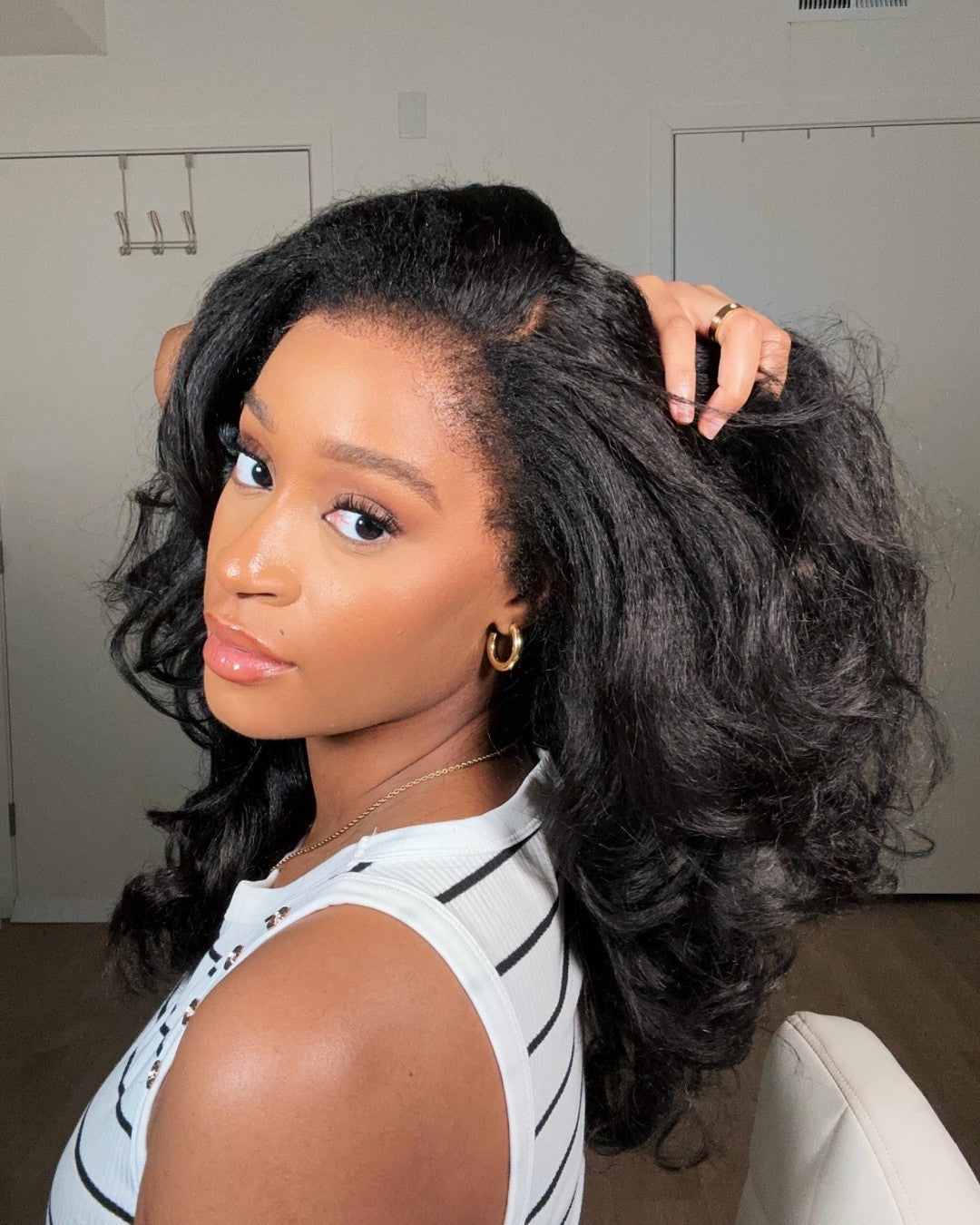 Black HD Lace Wig with Body Wave and Curly Edges – Amara