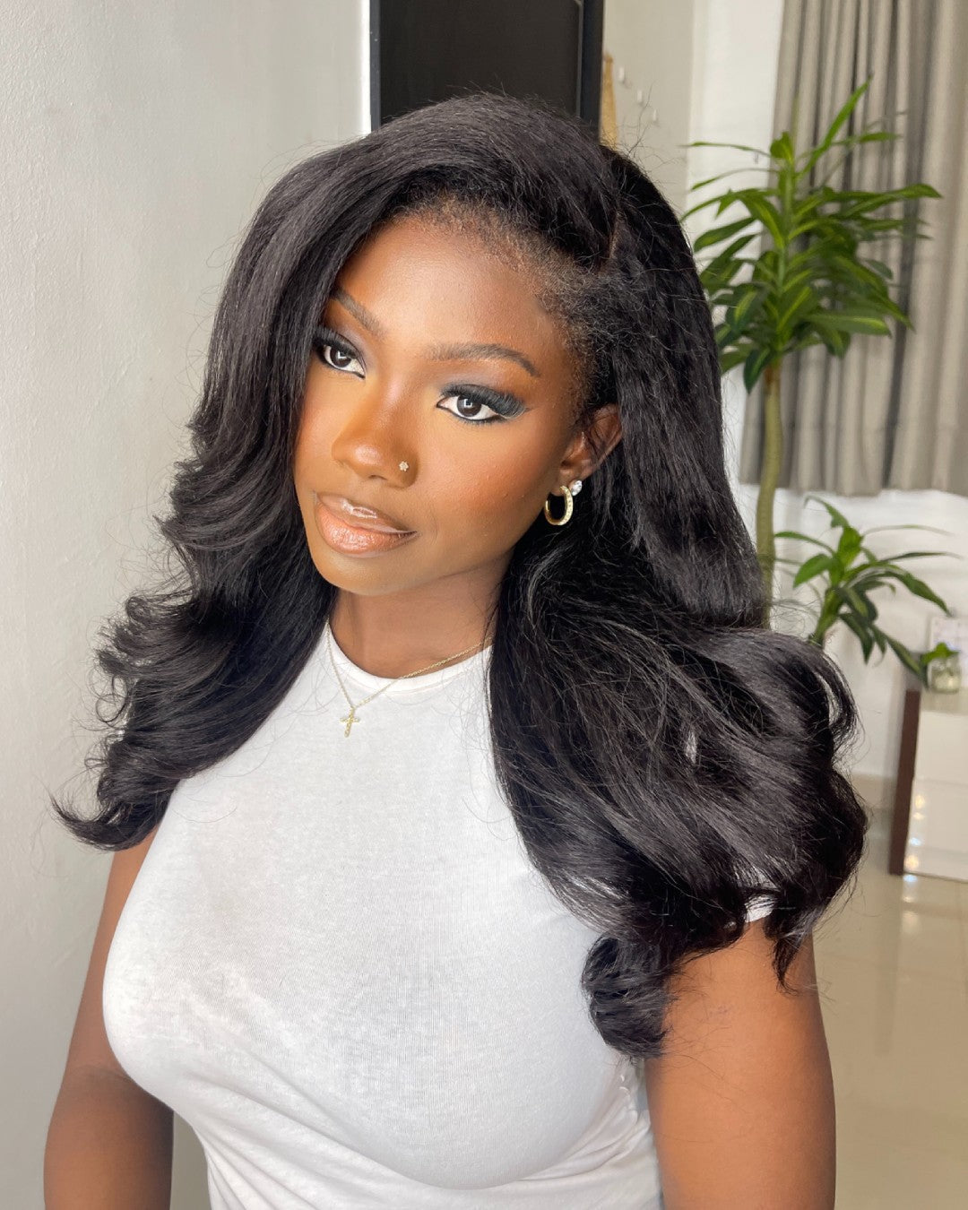 Black HD Lace Wig with Body Wave and Curly Edges – Amara