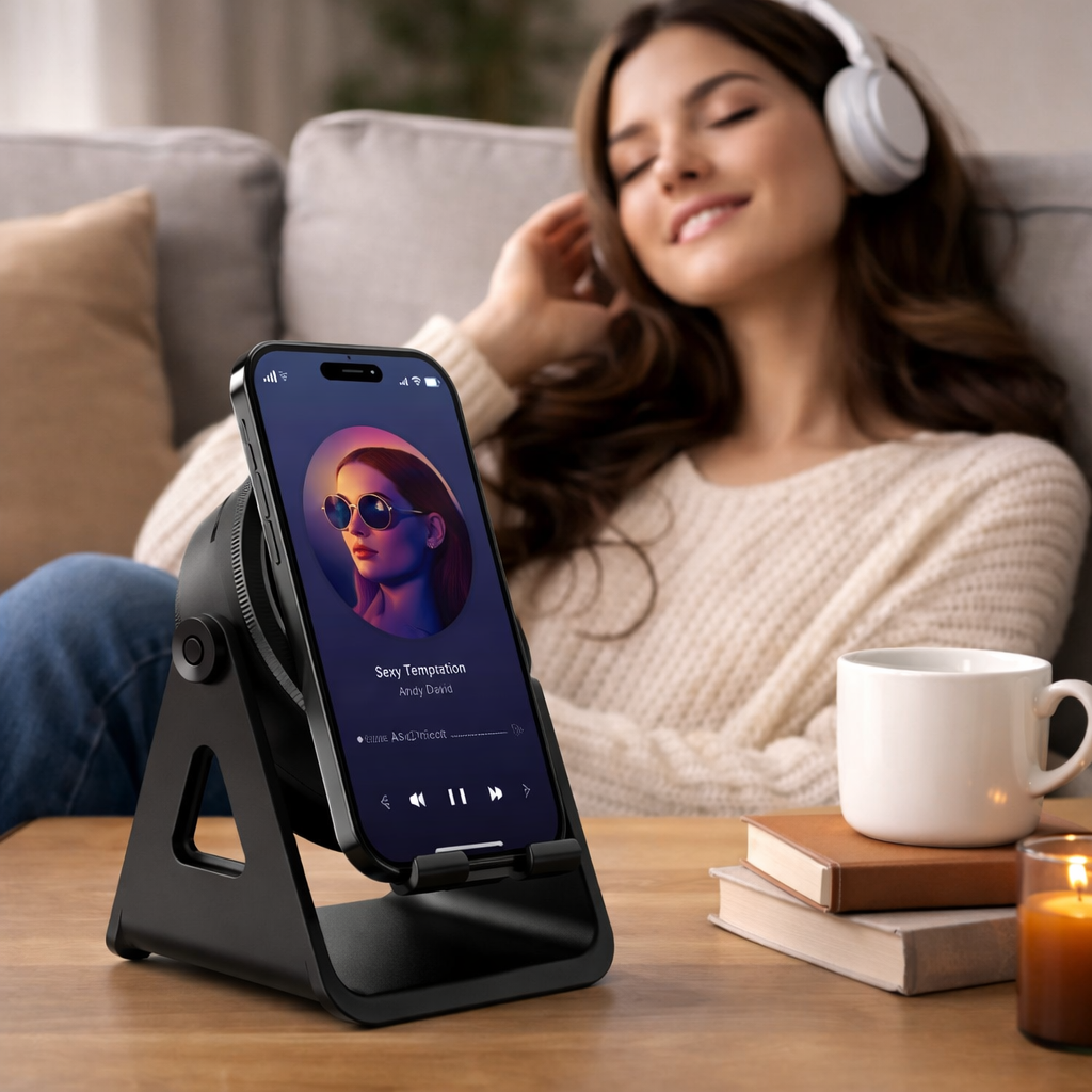 Bluetooth Speaker and Phone Stand with Inductive Wireless Charging