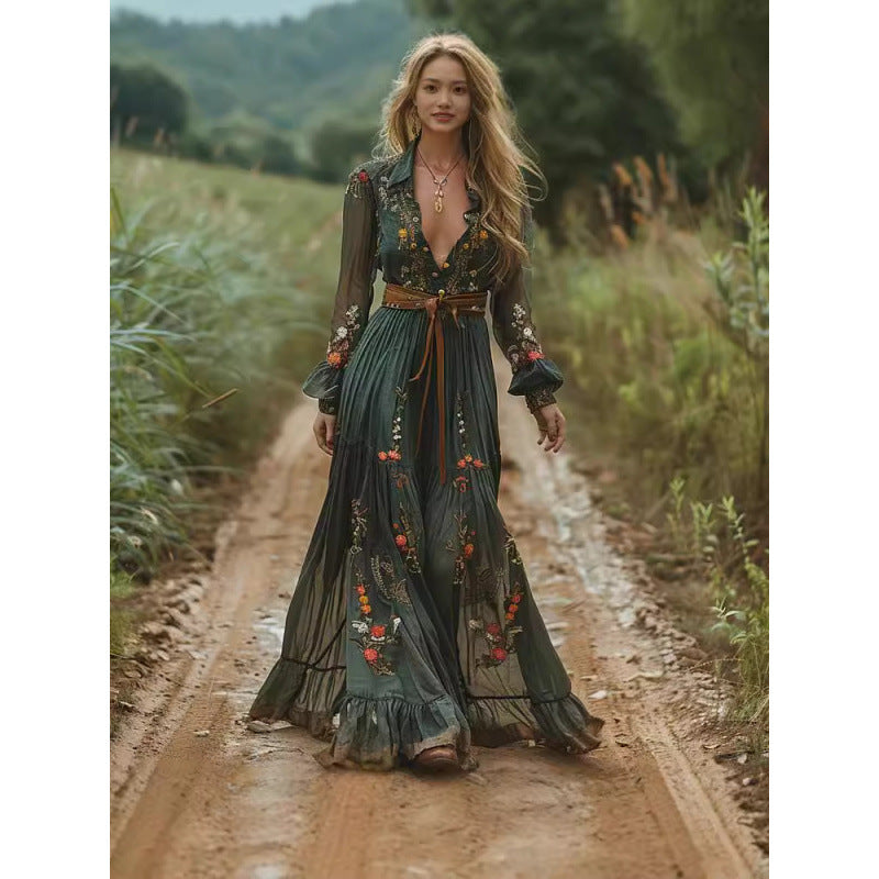 Boho V-Neck Maxi Dress