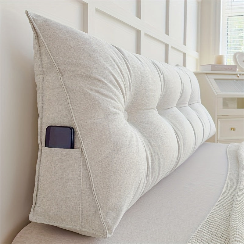 Breathable Linen Triangular Wedge Cushion - Backrest Pillow for Bed and Sofa