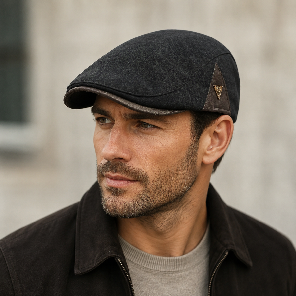British-Style Herringbone Flat Cap