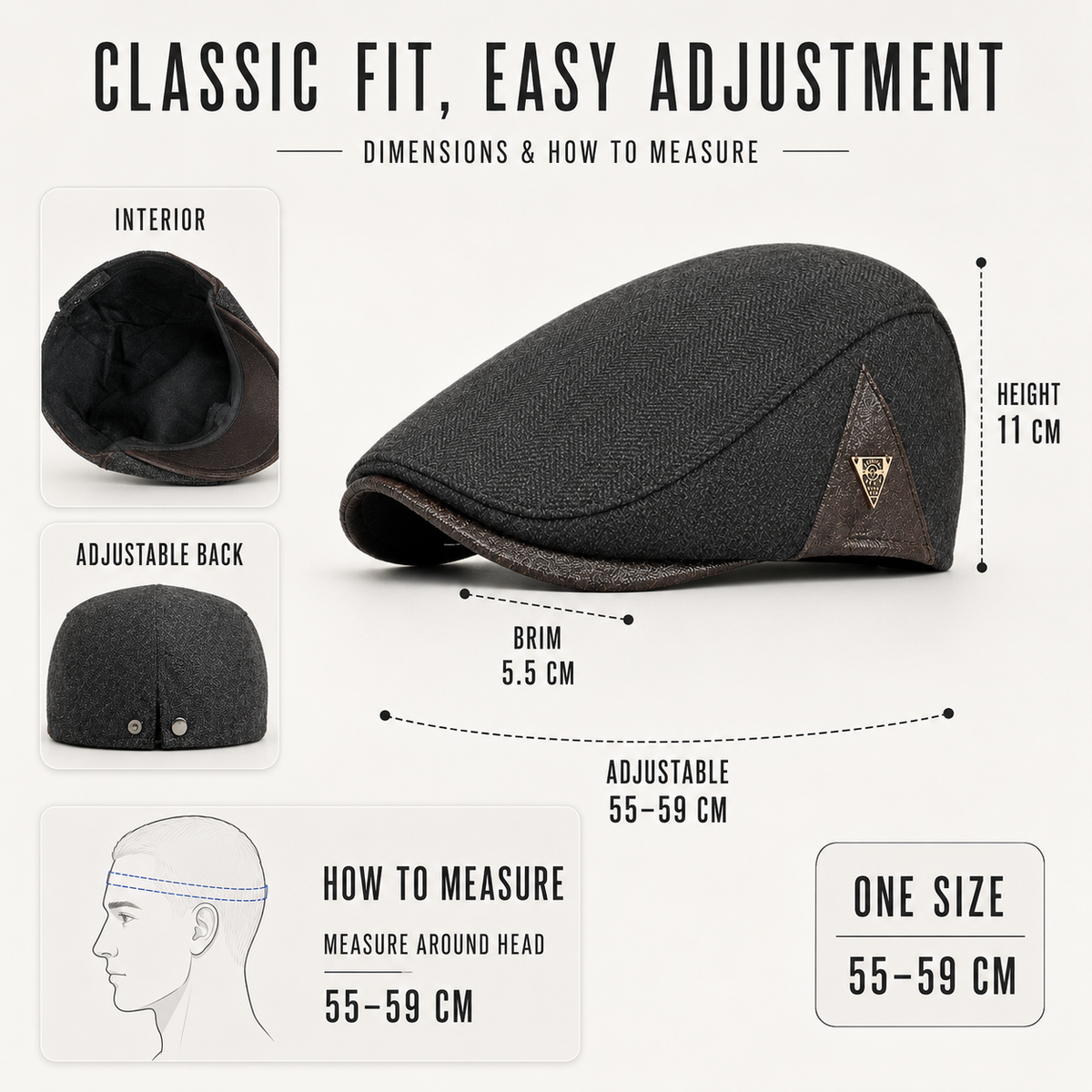 British-Style Herringbone Flat Cap