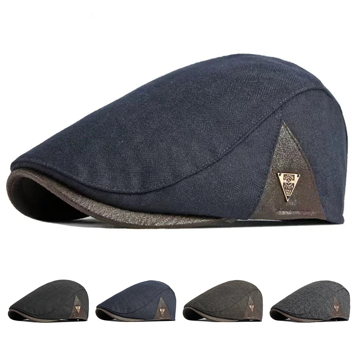 British-Style Herringbone Flat Cap