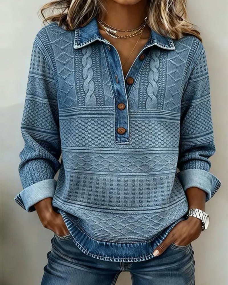 Cable Half-Button Collared Pullover Sweater