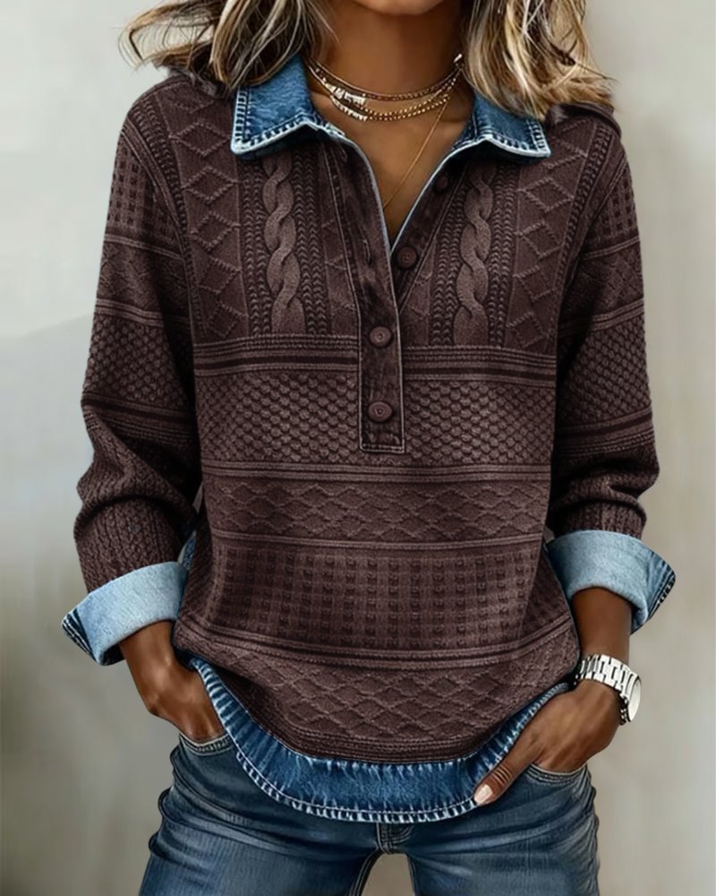 Cable Half-Button Collared Pullover Sweater
