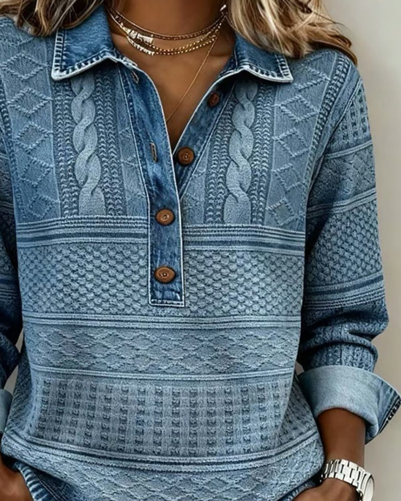 Cable Half-Button Collared Pullover Sweater