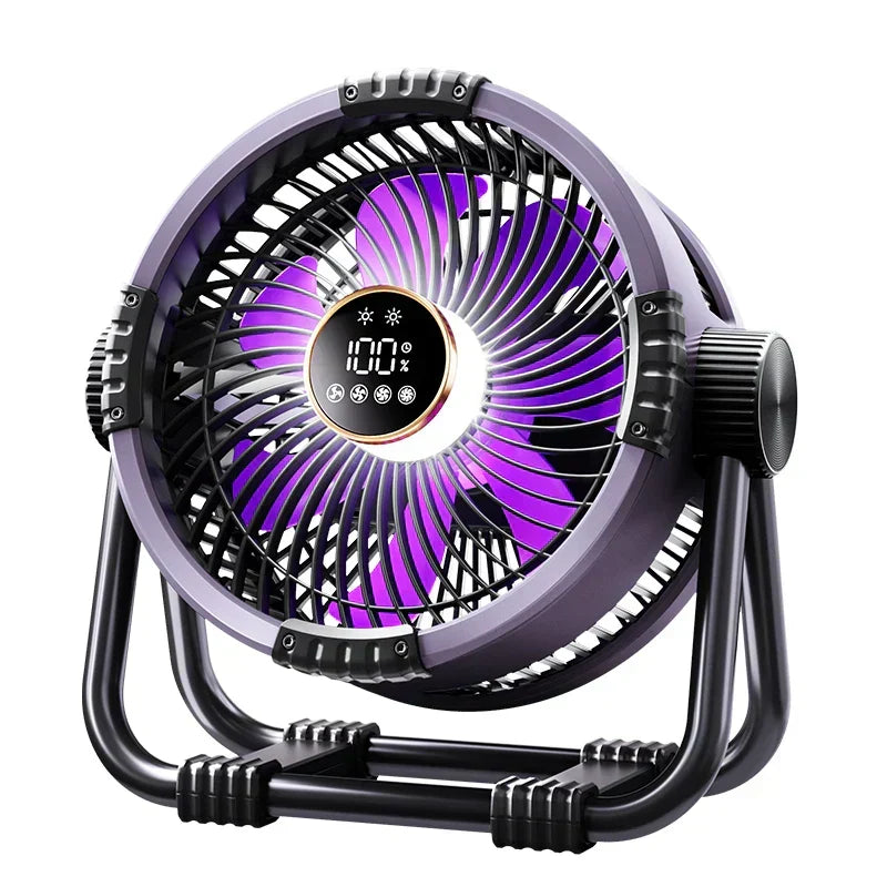Camping Fan with 20,000mAh Battery, LED Light & Remote Control
