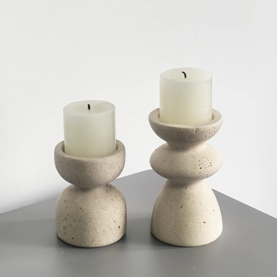 Candle Holder Set - Luxury Natural Stone Candlesticks