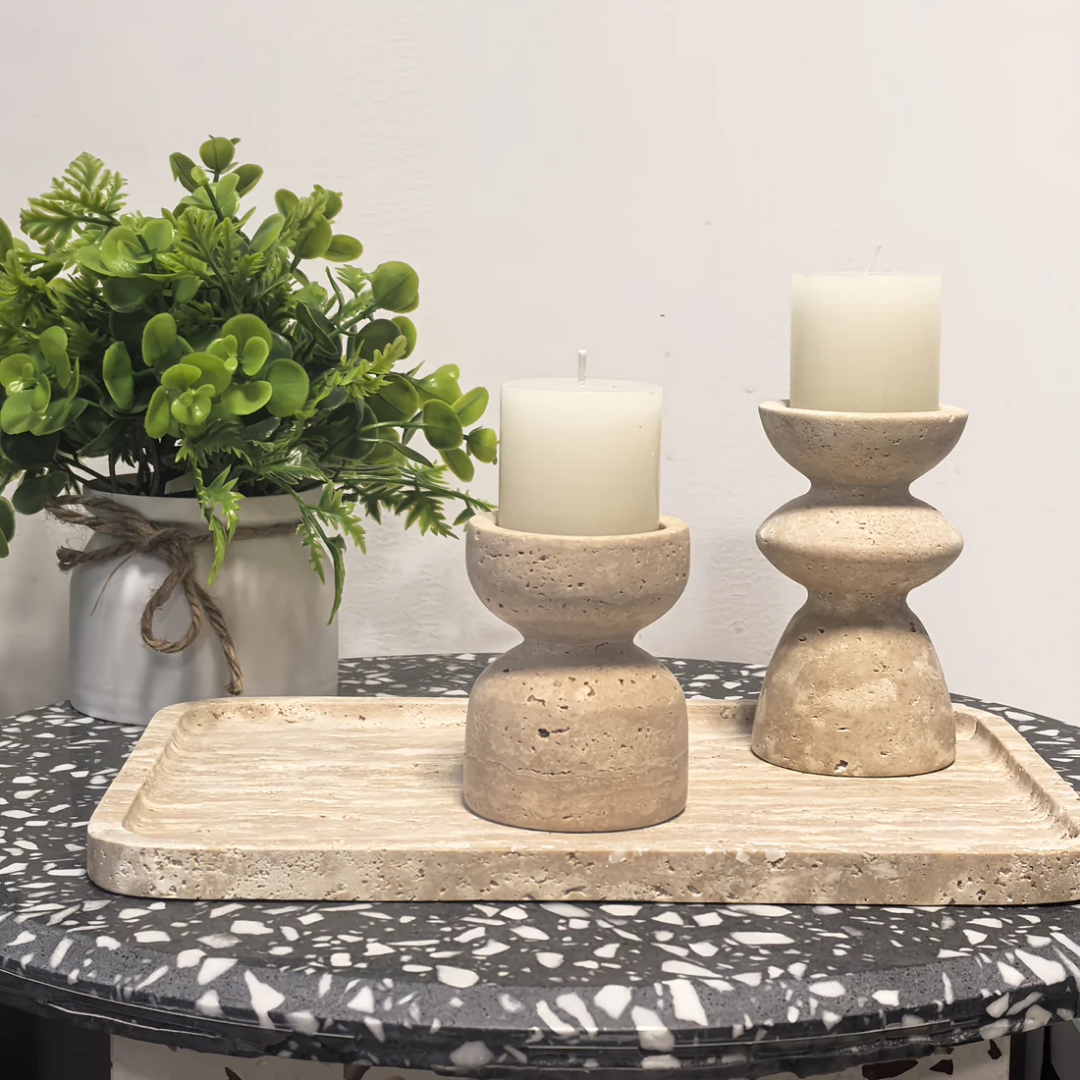 Candle Holder Set - Luxury Natural Stone Candlesticks