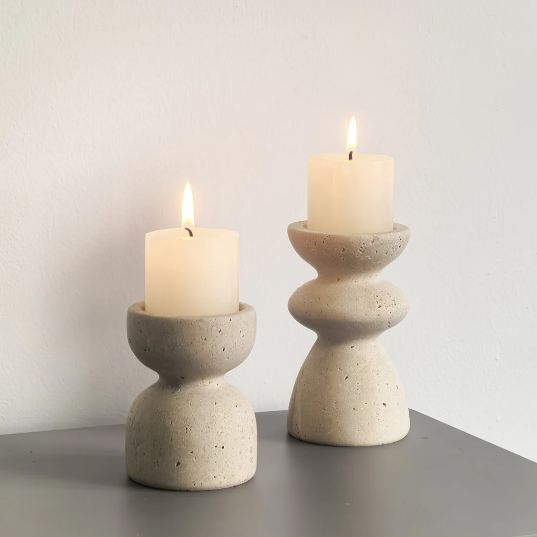 Candle Holder Set - Luxury Natural Stone Candlesticks