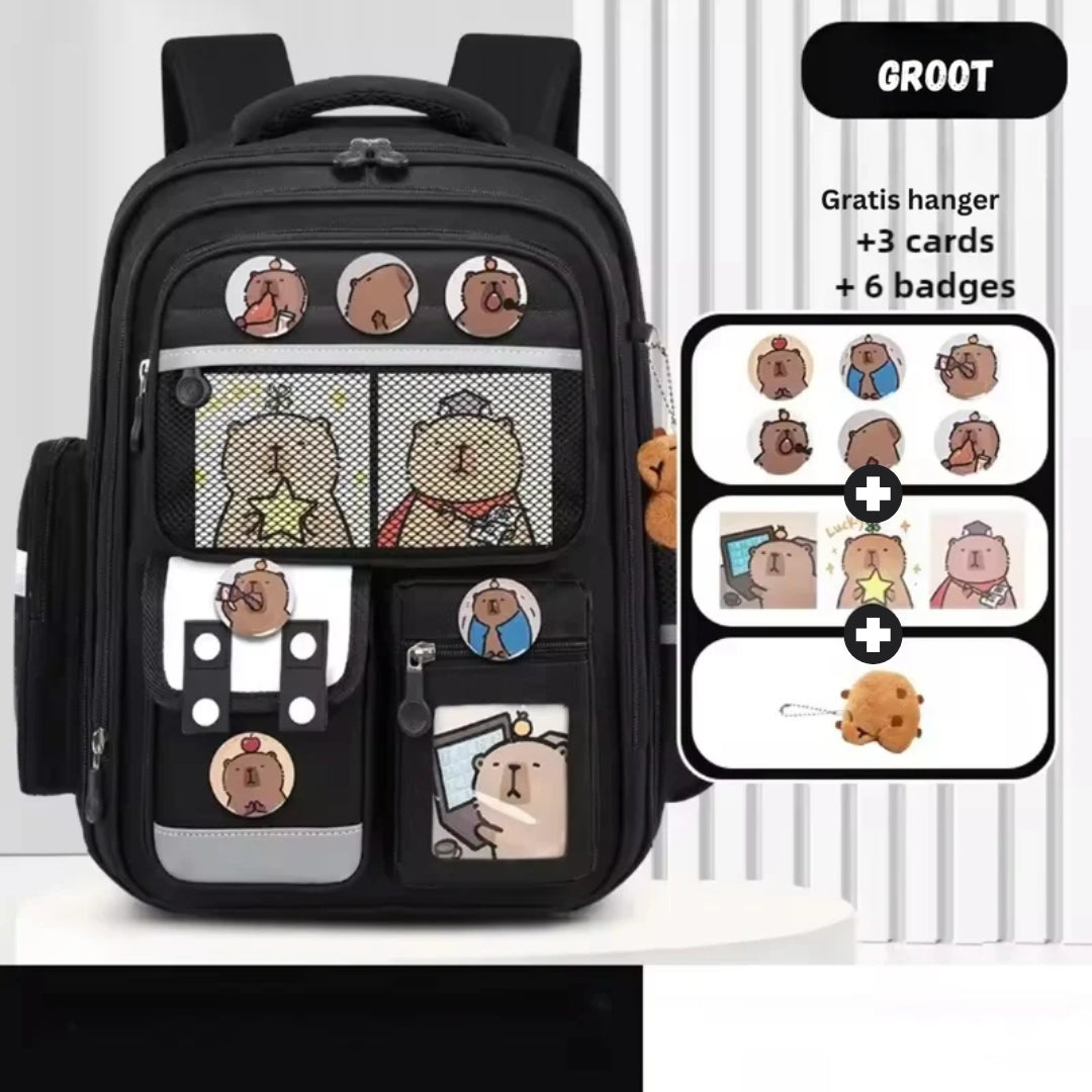 Capybara Waterproof Large-Capacity School Backpack