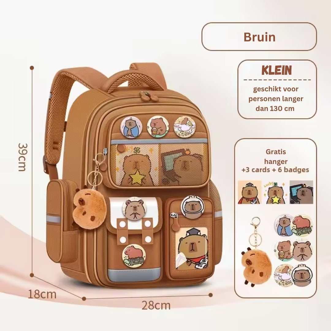 Capybara Waterproof Large-Capacity School Backpack