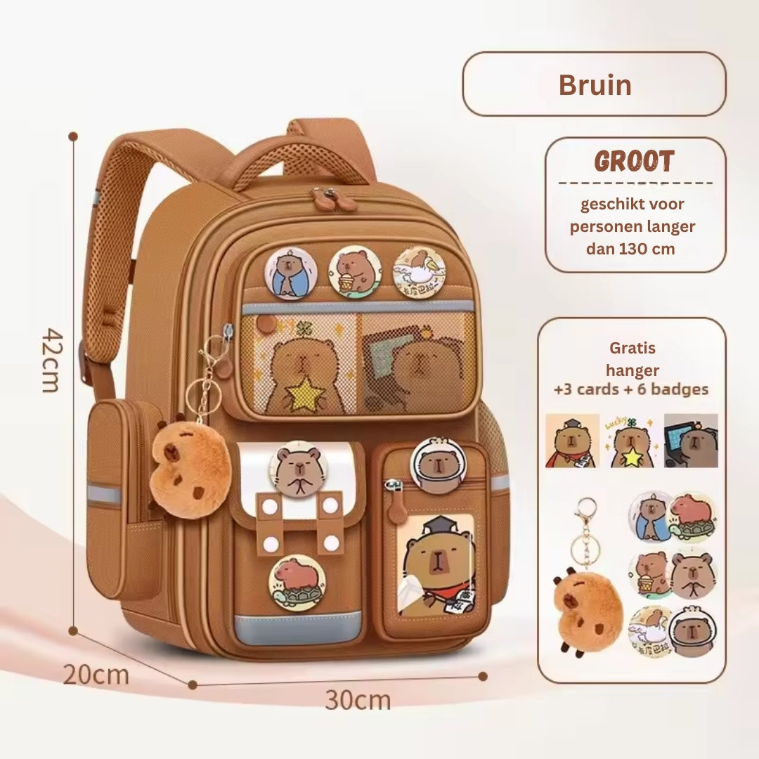 Capybara Waterproof Large-Capacity School Backpack