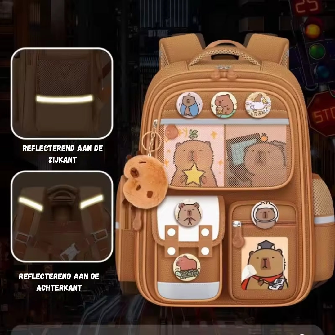 Capybara Waterproof Large-Capacity School Backpack