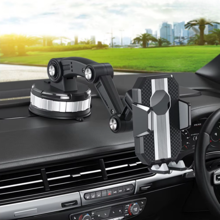 Car Phone Mount with Strong Suction Cup, 360° Rotation and One-Handed Operation