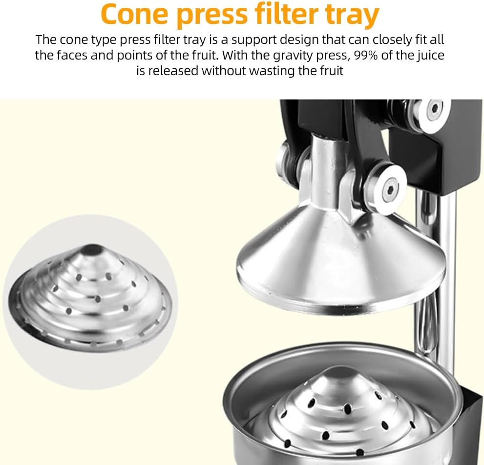Cast Iron Manual Juice Press with 99% Yield and Stainless Steel Cover