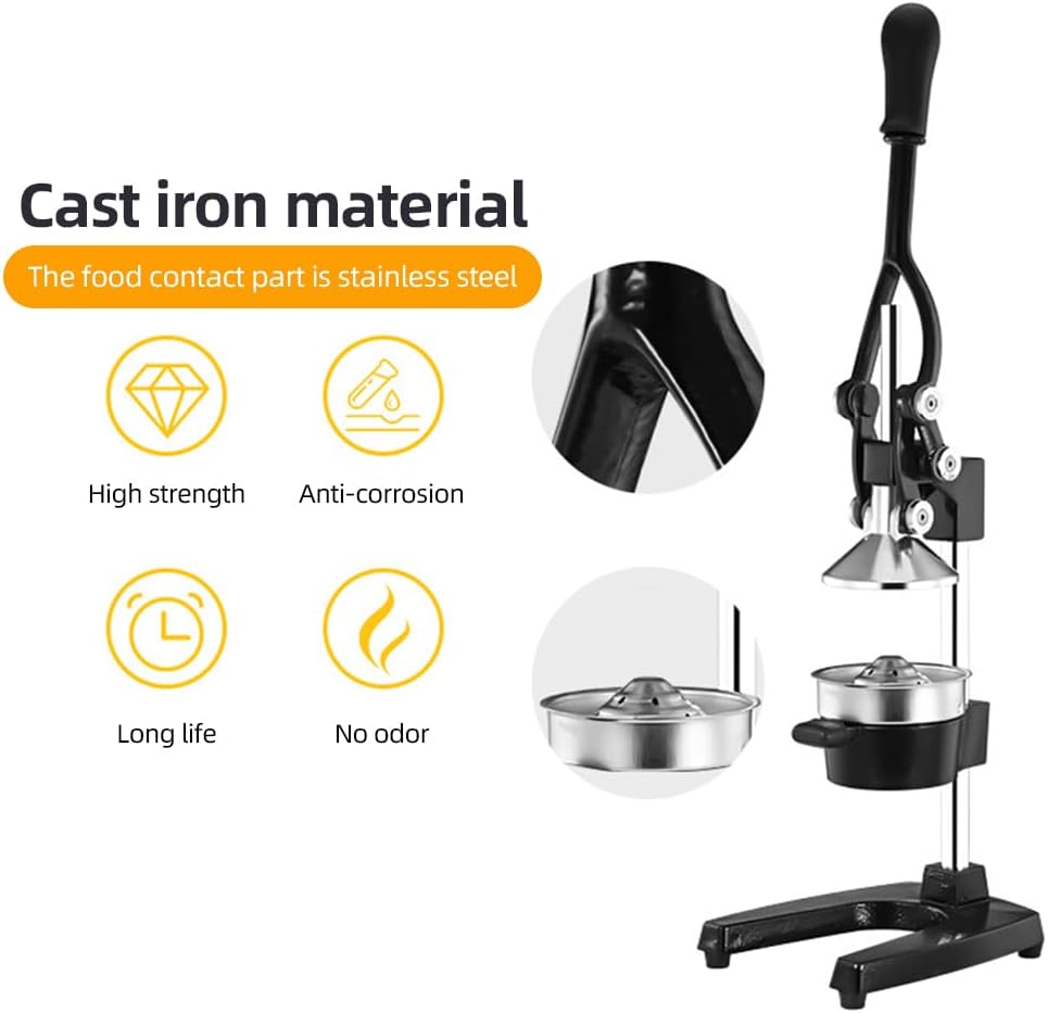 Cast Iron Manual Juice Press with 99% Yield and Stainless Steel Cover