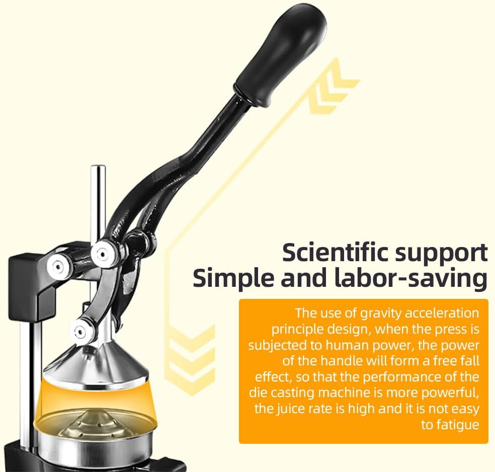 Cast Iron Manual Juice Press with 99% Yield and Stainless Steel Cover
