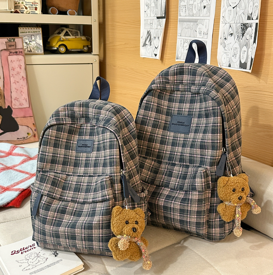 Casual Plaid School Backpack