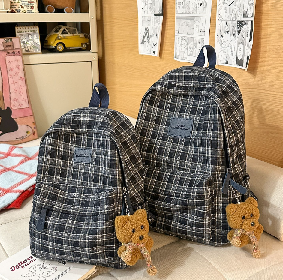 Casual Plaid School Backpack