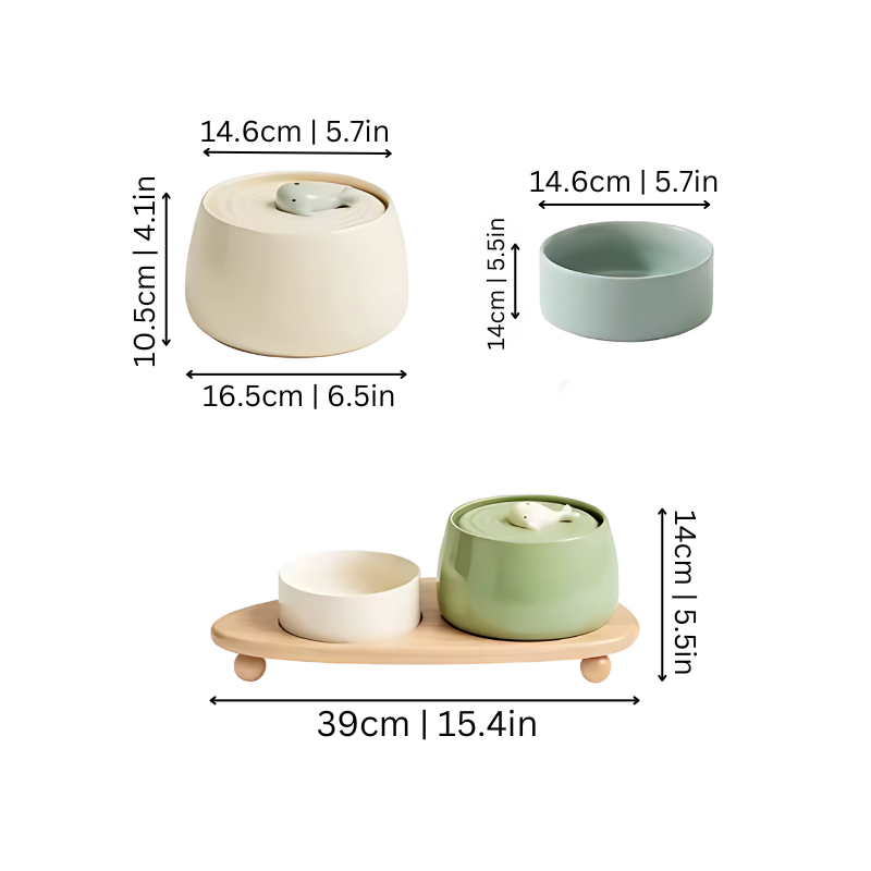 Ceramic Pet Bowl with Quiet Filtration System