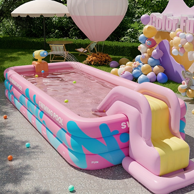 Cheerful Inflatable Garden Swimming Pool – Durable PVC, Perfect for Summer Parties and Family Fun