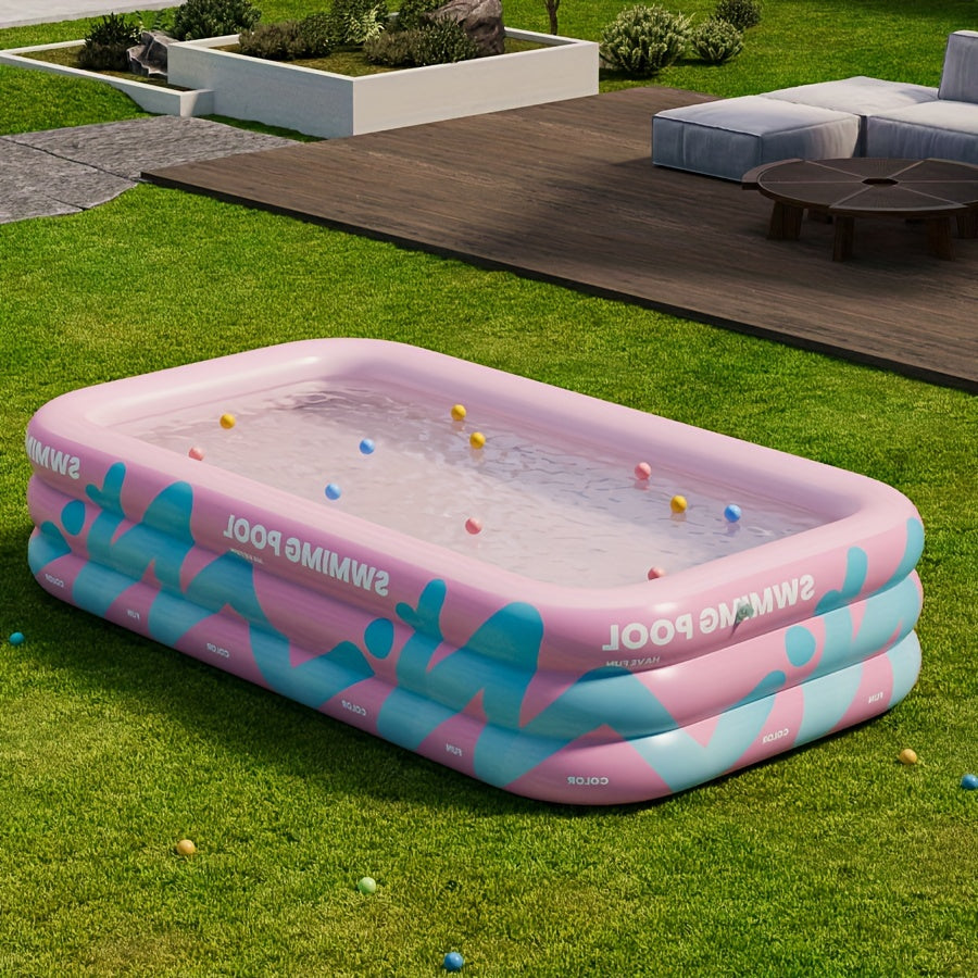 Cheerful Inflatable Garden Swimming Pool – Durable PVC, Perfect for Summer Parties and Family Fun