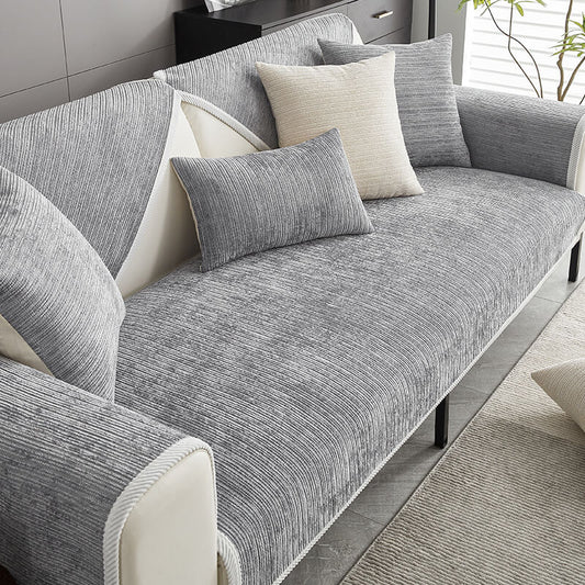 Chenille Striped Anti-Scratch Couch Cover for Living Room