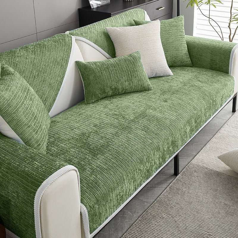 Chenille Striped Anti-Scratch Couch Cover for Living Room