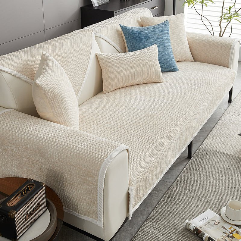 Chenille Striped Anti-Scratch Couch Cover for Living Room