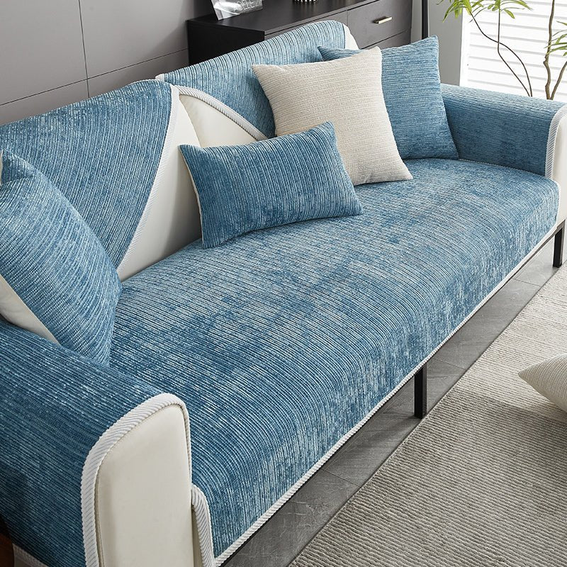 Chenille Striped Anti-Scratch Couch Cover for Living Room