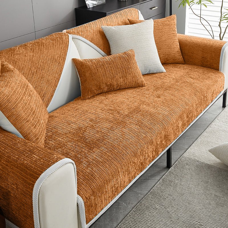 Chenille Striped Anti-Scratch Couch Cover for Living Room