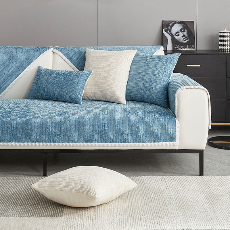 Chenille Striped Anti-Scratch Couch Cover for Living Room