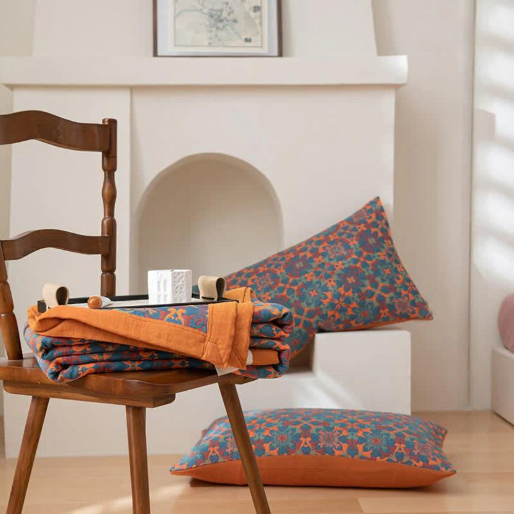 Citrus Sunrise Six-Layer Cotton Blanket