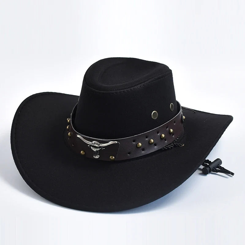 Classic Cowboy Hat with Braided Chin Strap