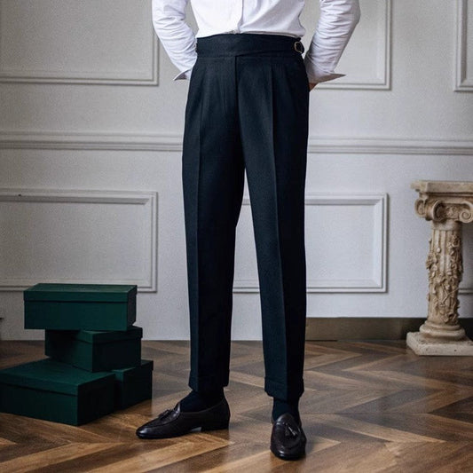 Classic Men's Trousers with Buckle
