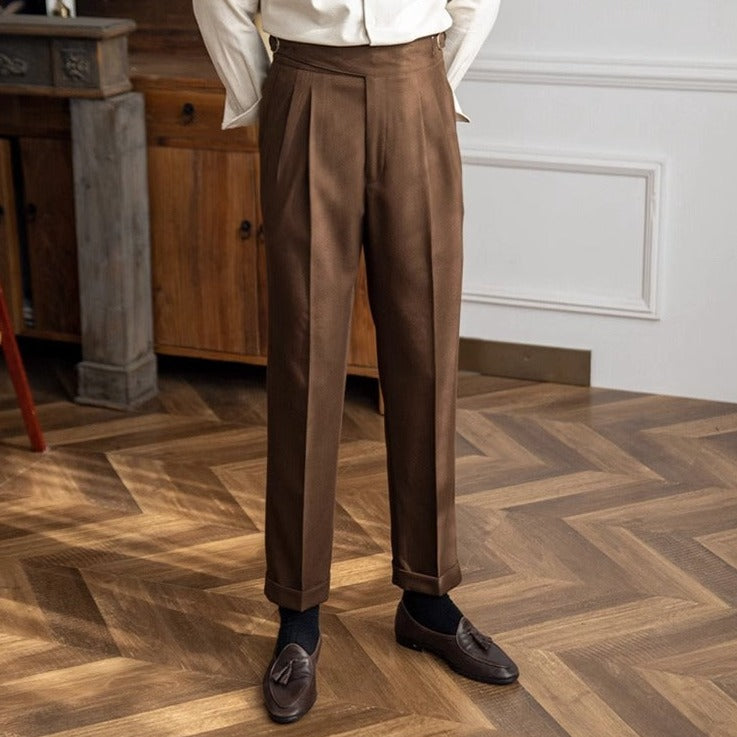 Classic Men's Trousers with Buckle